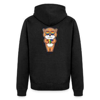 Chien Shiba Inu avec lunettes et cœur - Veste à capuche bio Premium Unisexe - noir - Dos - Nico (187cm)