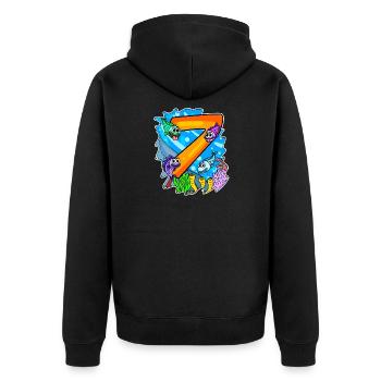 7 birthday 7 years old with animal motif - seven - Unisex Premium Organic Zip Hoodie - black - Back - Nico (187cm)
