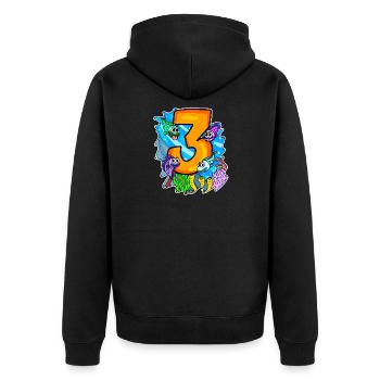 3 anniversaire 3 ans avec motif animal - trois - Veste à capuche bio Premium Unisexe - noir - Dos - Nico (187cm)