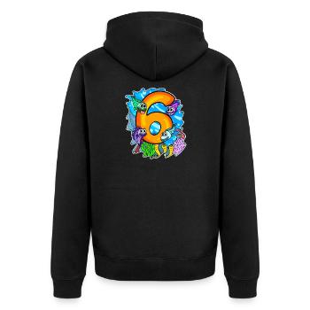 6 Birthday 6 years old with animal motif - six - Unisex Premium Organic Zip Hoodie - black - Back - Nico (187cm)
