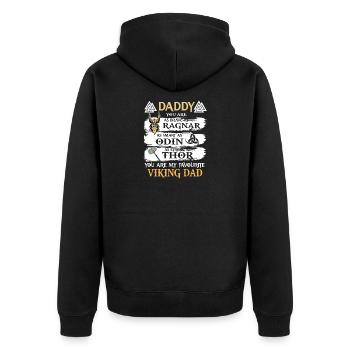 Wikinger Vater - Unisex Premium Bio Zip Hoodie - Schwarz - Hinten - Nico (187cm)