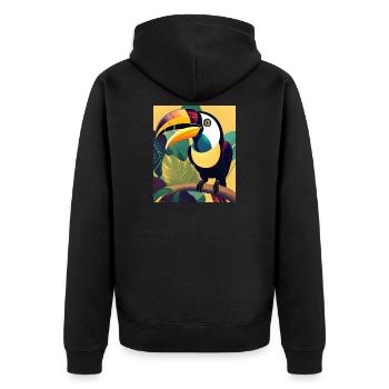 Tukan - Unisex Premium Bio Zip Hoodie - Schwarz - Hinten - Nico (187cm)