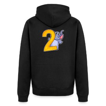 2 birthday 2 years old with animal motif - two - Unisex Premium Organic Zip Hoodie - black - Back - Nico (187cm)