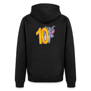10 Geburtstag 10 Jahre alt mit Tier Motiv - zehn - Unisex Premium Bio Zip Hoodie - Schwarz - Hinten - Nico (187cm)