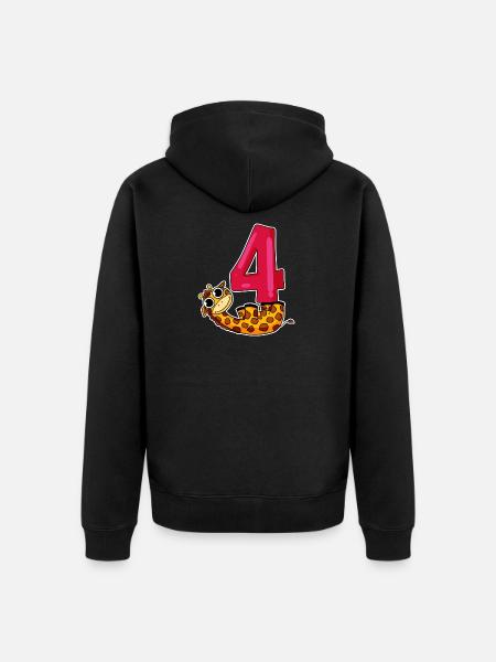 4º cumpleaños motivo jirafa - cuatro años - Chaqueta con capucha prémium ecológica unisex - negro