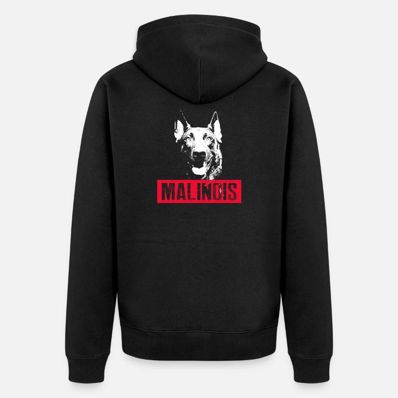 Motif de chien malinois - Veste à capuche bio Premium Unisexe - noir
