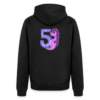 5e anniversaire Motif Seahorse - Cinq ans - Veste à capuche bio Premium Unisexe - noir - Dos - Nico (187cm)