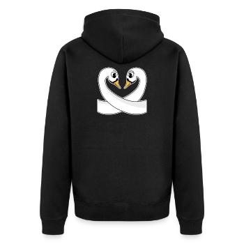 Zwei Schwäne - Unisex Premium Bio Zip Hoodie - Schwarz - Hinten - Nico (187cm)