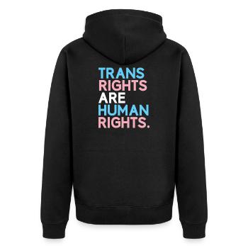 Mois de la fierté LGBT - Les droits des trans sont des droits humains - Veste à capuche bio Premium Unisexe - noir - Dos - Nico (187cm)