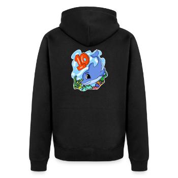 10th Birthday Motif Dolphin - ten years old - Unisex Premium Organic Zip Hoodie - black - Back - Nico (187cm)