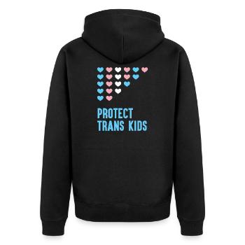 Mois de la fierté LGBT - Protégeons les enfants trans - Veste à capuche bio Premium Unisexe - noir - Dos - Nico (187cm)
