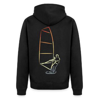 Vintage Windsurfer - Unisex Premium Bio Zip Hoodie - Schwarz - Hinten - Nico (187cm)