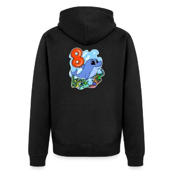 8ème anniversaire Motif Dolphin - huit ans - Veste à capuche bio Premium Unisexe - noir - Dos - Nico (187cm)