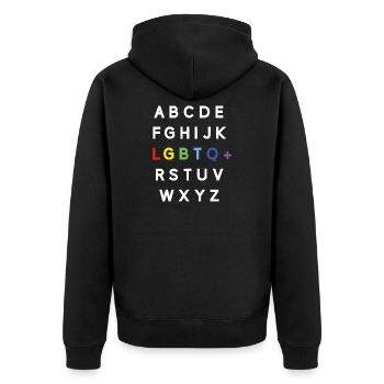 Pride Month LGBTQ - LGBTQ Alphabet - Unisex Premium Organic Zip Hoodie - black - Back - Nico (187cm)