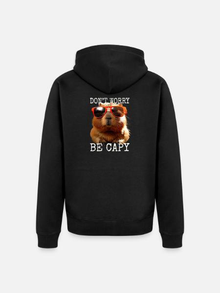 Capybara Dont Worry Be Capy Wasserschwein Nagetier - Ekologisk premiumluvjack unisex - svart