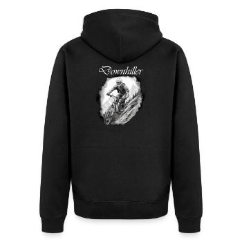 Downhiller white - Unisex Premium Organic Zip Hoodie - black - Back - Nico (187cm)