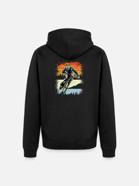 Sunset Trail MTB Rider - Unisex Premium Organic Zip Hoodie - black