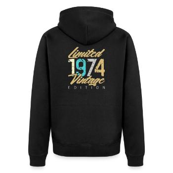 Limited 1974 Vintage Edition - Unisex Premium Organic Zip Hoodie - black - Back - Nico (187cm)