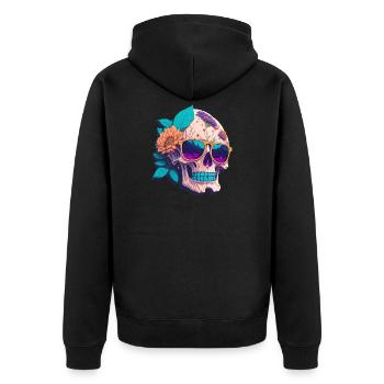 Skull - Unisex Premium Organic Zip Hoodie - black - Back - Nico (187cm)
