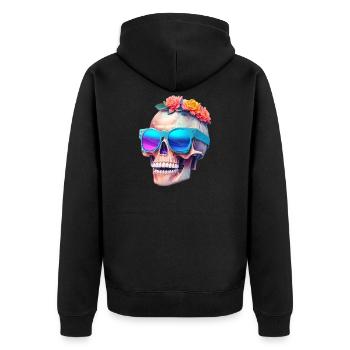 Skull - Unisex Premium Organic Zip Hoodie - black - Back - Nico (187cm)