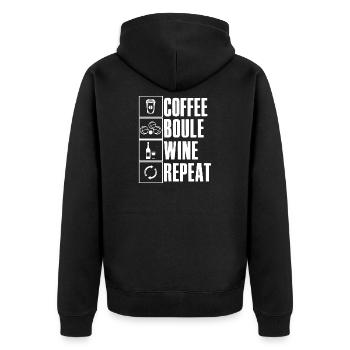 Coffee Boule Wine Ripeat Saying for Bouler - Unisex Premium Organic Zip Hoodie - black - Back - Nico (187cm)