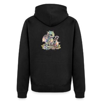 Fabuleux bébé dragon avec des fleurs - Veste à capuche bio Premium Unisexe - noir - Dos - Nico (187cm)
