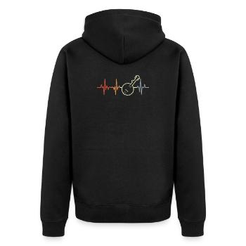 Vintage Banjo Pulslinie - Unisex Premium Bio Zip Hoodie - Schwarz - Hinten - Nico (187cm)