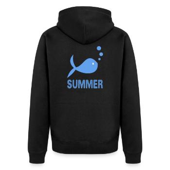 POISSON. PLAGE. MER. SURF. OCEAN. HUMOUR. VACANCES - Veste à capuche bio Premium Unisexe - noir - Dos - Nico (187cm)