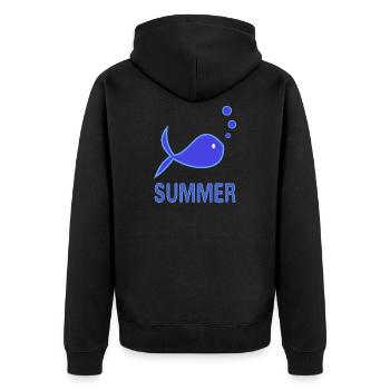 POISSON. PLAGE. MER. SURF. OCEAN. HUMOUR. VACANCES - Veste à capuche bio Premium Unisexe - noir - Dos - Nico (187cm)