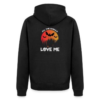 All The Ghouls Love Me Halloween - Unisex Premium Bio Zip Hoodie - Schwarz - Hinten - Nico (187cm)