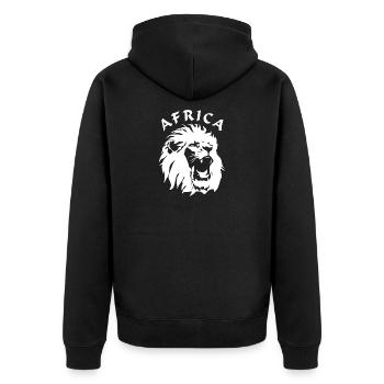 Afrika - Lion's Head - Unisex Premium Bio Zip Hoodie - Schwarz - Hinten - Nico (187cm)