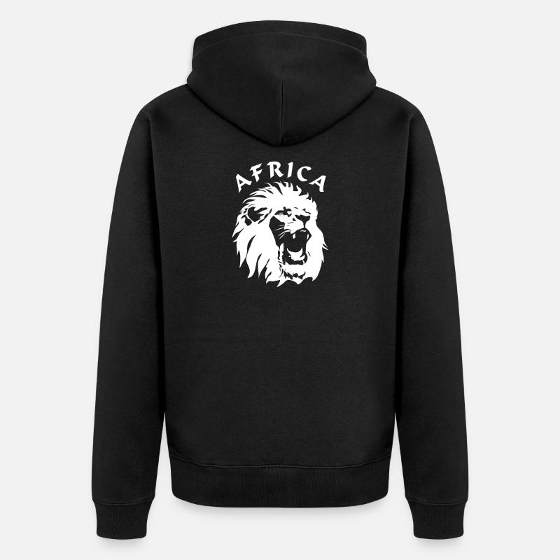 Afrique - Tête de Lion - Veste à capuche bio Premium Unisexe - noir