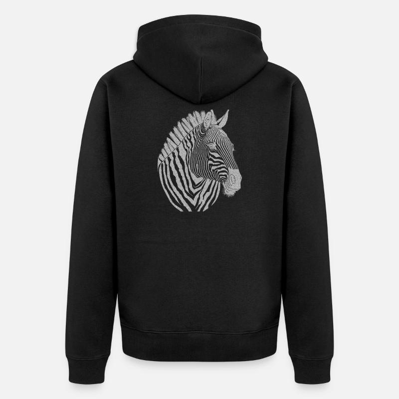 Zebra Noir - Unisex Premium Bio Zip Hoodie - Schwarz