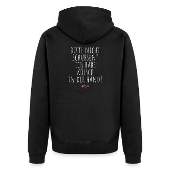 Nicht Schubsen Kölsch Kölle Kölner Karneval Köln - Unisex Premium Bio Zip Hoodie - Schwarz - Hinten - Nico (187cm)