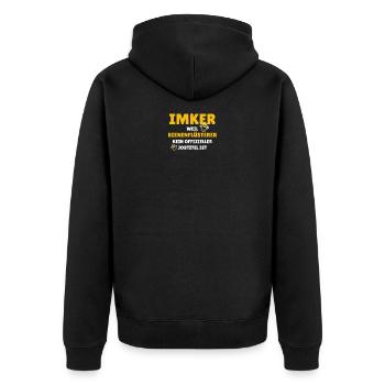 Imker - weil Bienenflüsterer kein offizieller Job - Unisex Premium Bio Zip Hoodie - Schwarz - Hinten - Nico (187cm)