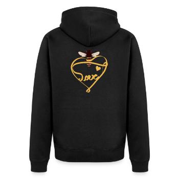 Abeille stylisée avec ruban jaune et beaucoup d’amour - Veste à capuche bio Premium Unisexe - noir - Dos - Nico (187cm)