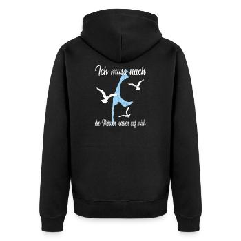 Sylt Design mit Spruch - Unisex Premium Bio Zip Hoodie - Schwarz - Hinten - Nico (187cm)