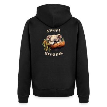 Sweet Dreams Koala - Unisex Premium Bio Zip Hoodie - Schwarz - Hinten - Nico (187cm)