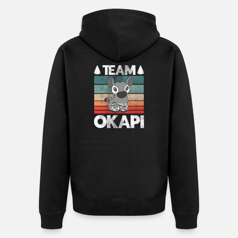 Okapi das Juwel des Dschungels - Unisex Premium Bio Zip Hoodie - Schwarz