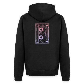 Kassette 90er Party 80er Jahre Retro Musik Tape - Unisex Premium Bio Zip Hoodie - Schwarz - Hinten - Nico (187cm)