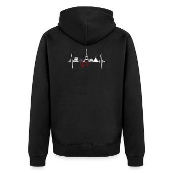 Paris Skyline Herzschlag Eiffelturm Frankreich - Unisex Premium Bio Zip Hoodie - Schwarz - Hinten - Nico (187cm)