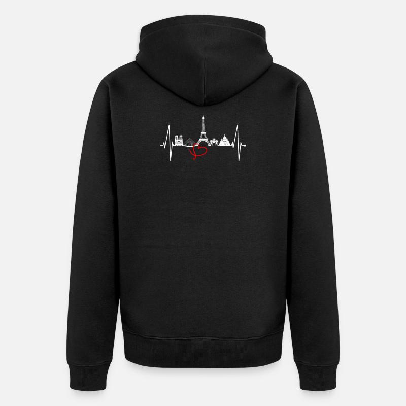 Paris Skyline Herzschlag Eiffelturm Frankreich - Unisex Premium Bio Zip Hoodie - Schwarz