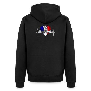 Paris Skyline Herzschlag Eiffelturm Frankreich - Unisex Premium Bio Zip Hoodie - Schwarz - Hinten - Nico (187cm)
