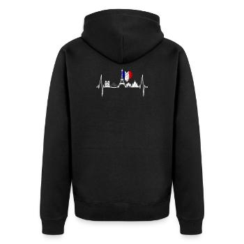 Paris Skyline Herzschlag Eiffelturm Frankreich - Unisex Premium Bio Zip Hoodie - Schwarz - Hinten - Nico (187cm)