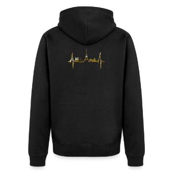 Paris Skyline Herzschlag Eiffelturm Frankreich - Unisex Premium Bio Zip Hoodie - Schwarz - Hinten - Nico (187cm)