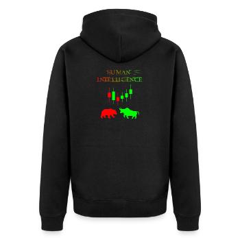 Intelligence humaine Chemise de commerce Ours et Taureau - Veste à capuche bio Premium Unisexe - noir - Dos - Nico (187cm)