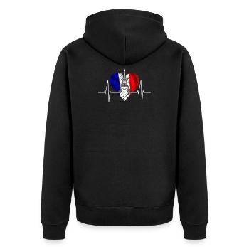 Paris Skyline Herzschlag Eiffelturm Frankreich - Unisex Premium Bio Zip Hoodie - Schwarz - Hinten - Nico (187cm)
