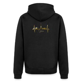 Paris Skyline Herzschlag Eiffelturm Frankreich - Unisex Premium Bio Zip Hoodie - Schwarz - Hinten - Nico (187cm)