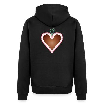 Lebkuchenherz Volksfest mit Zuckerguß und Schleife - Unisex Premium Bio Zip Hoodie - Schwarz - Hinten - Nico (187cm)
