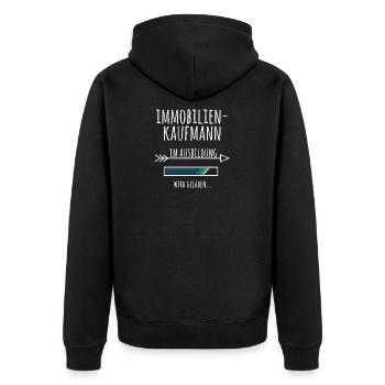 Immobilienkaufmann Ausbildung Beruf Geschenk - Unisex Premium Bio Zip Hoodie - Schwarz - Hinten - Nico (187cm)